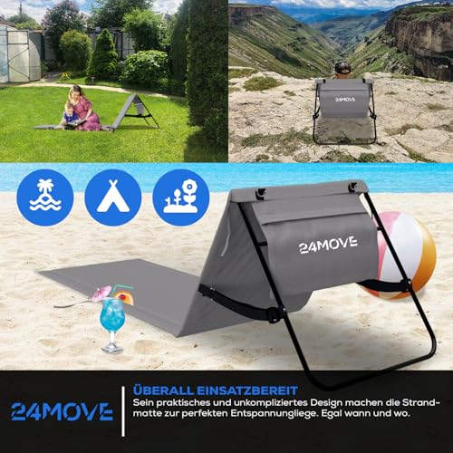 Strandmatte 24Move klappbar mit verstellbarer Rückenlehne