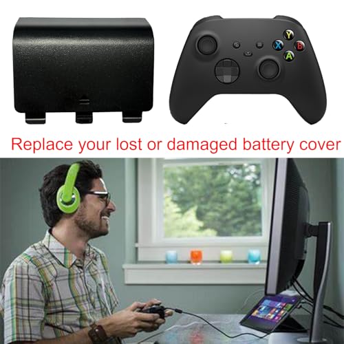 Image of 4 Pack Battery Back Cover for Xbox Series X Controller, Battery Cover Door Compatible with Xbox Series S Controller, Battery Back Shell Repair Part for Xbox Series X /Series S Controller (Black)