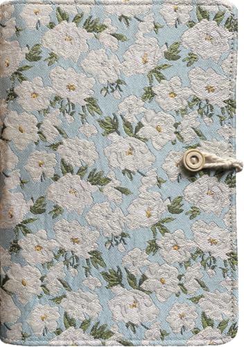 ipoul A5 Binder 6 Ring, Embroidered Flower Journal, Refillable Notebook, 6"x8", A5 Sketchbook, Travel Journal for Women, White Gardenia, Binder Notebook, Planner Binder