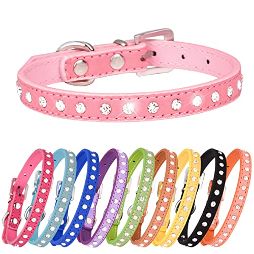 Collier chien daim Hotlion rose S petit chien chat strass souple ajustable - 8