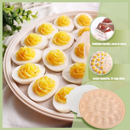 Shindel HSHD0566 Deviled Egg Platter, Round Deviled Egg Tray Brown Deviled Egg Carrier thumb #2