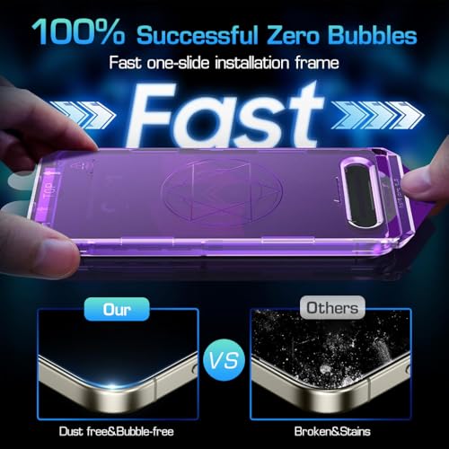 Image of ZORBES 2pcs Privacy Screen Protectors for i Phone 16 Pro 6.3'' Ultra HD Tempered Glass Screen Protectors 2-Step Installation Auto-Alignment HD Screen Protector Kit with Screen Cleaning Tools