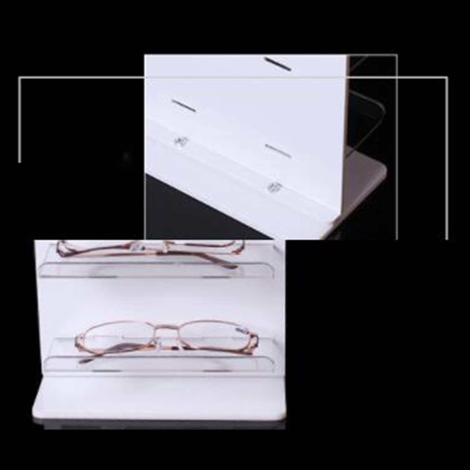 Soporte de exhibición de gafas Soporte de gafas de sol de acrílico blanco Estante de exhibición de anteojos Contador Organizador de joyas Soporte de gafas Estuche de exhibición Estante de gafas de sol