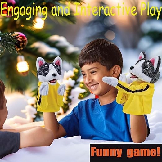 DOZERA Kung Fu Dog, Boxing Husky Interactive Tricky Toy, Children's Game Plush Toys Gloves Doll Stuffed Hand Puppet Dog Action Toy with Sounds for Kids Gifts 1