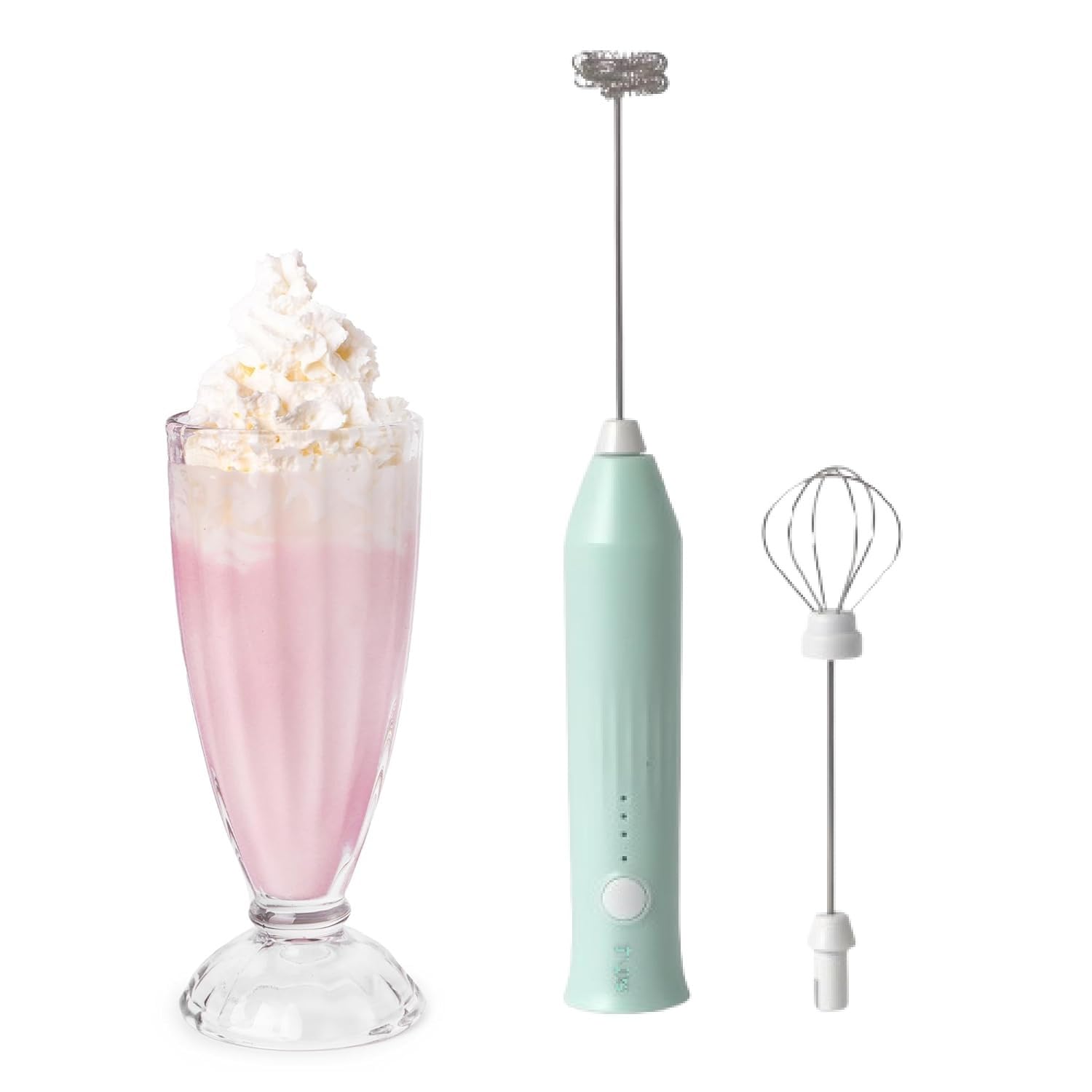 Bonsenkitchen Milk Frother Rechargable Coffee Frother Milk & Beater for Cold Latte 2In1 Handheld Blender and Egg Whisker |(Whisker + FROTHER)