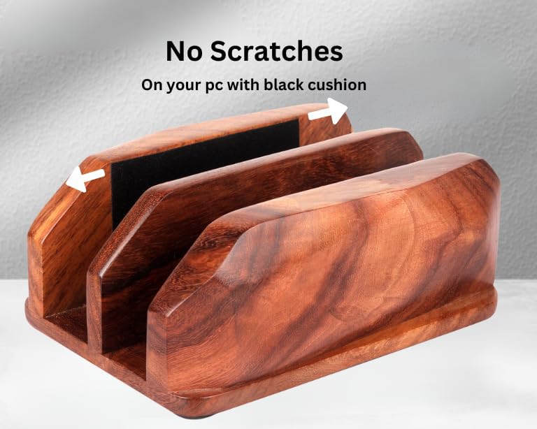 Image of Width Adjustable Vertical Laptop Stand for Desk, Laptop Holder to Dock MacBook, MacBook Pro and Other Laptops, Versatile Vertical Laptop Docking Solutions - Indian Rosewood