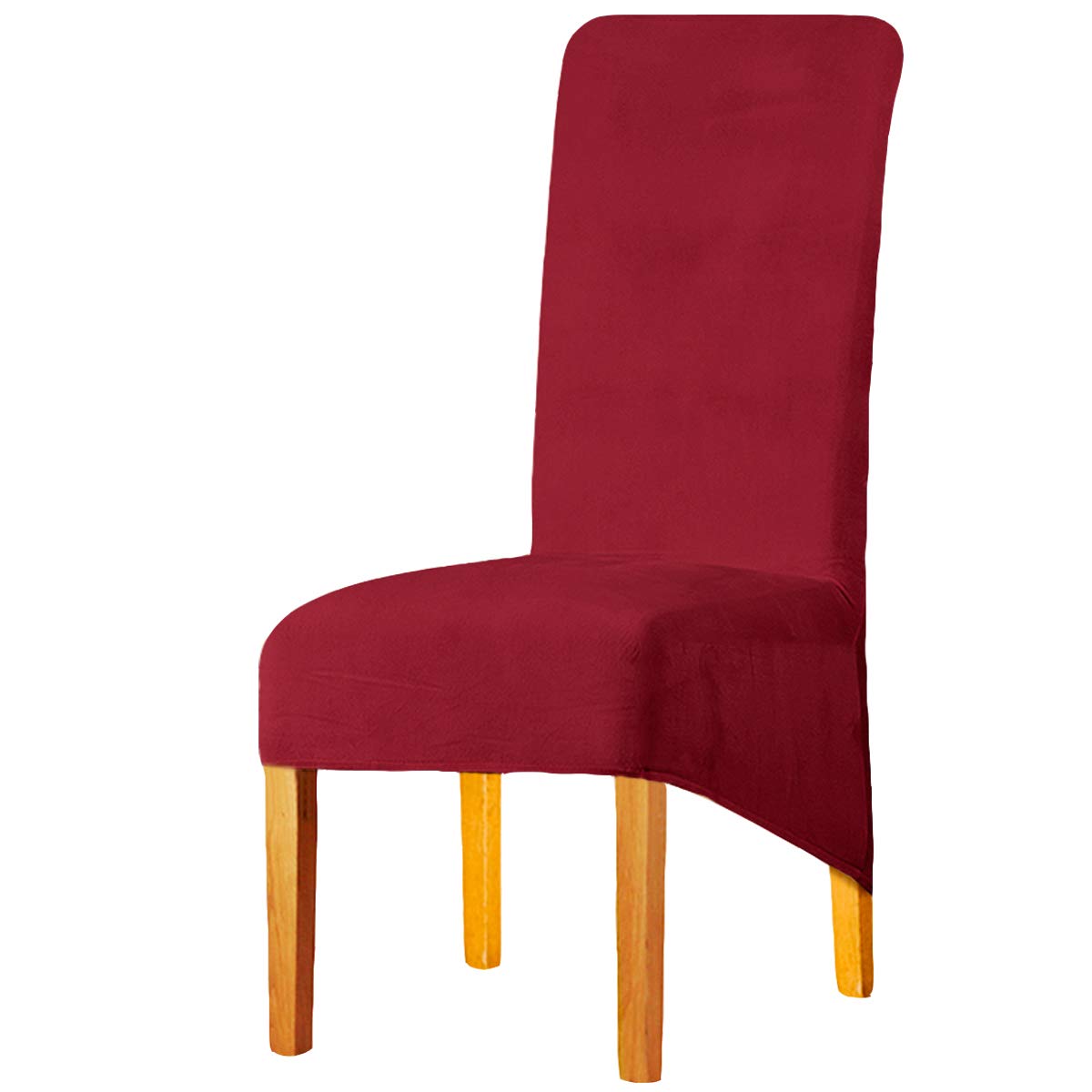LANSHENG Stretchy Chair Covers for Dining Room Chairs,Stretch Spandex with Elastic Band Chaircover,Velvet Large Dining Chair Slipcovers for Restaurant Hotel Party Banquet (Red,Set of 2(XL))