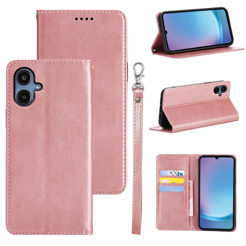 適用 Galaxy A25 5G ケース 手帳型 ギャラクシーA25 5G SC-53F SCG33 用 手帳型ケース スマホケース カバー 手帳型 PUレザー カード収納 財布型 耐衝撃 ケース マグネット スタンド機能付き 5色(Galaxy A25 5G SCG33 SC-53F 用 ケース 手帳型) (ライトローズゴールド)