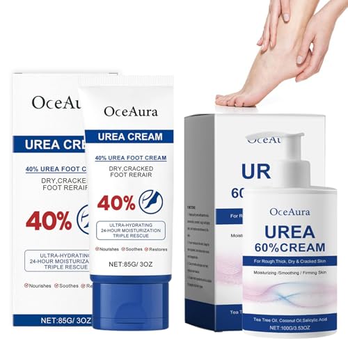 Crema Urea, Crema Para Pies con Urea 40% + 60%, Loción Hidratante para Pies, para el Cuidado de los, para Secos y Agrietados, Manos, Codos