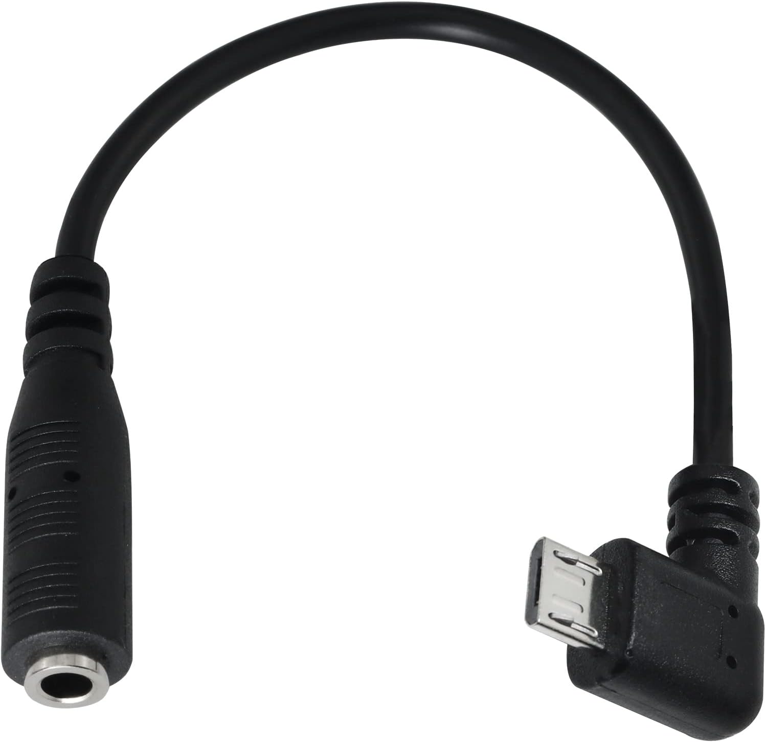 LUORNG Micro USB to 3.5mm Jack Audio Adapter Cable Black Right Angled Micro USB Male to 4 Pole 3.5mm Female Audio Cable Cord for Active Clip Mic Microphone Convert Adapter
