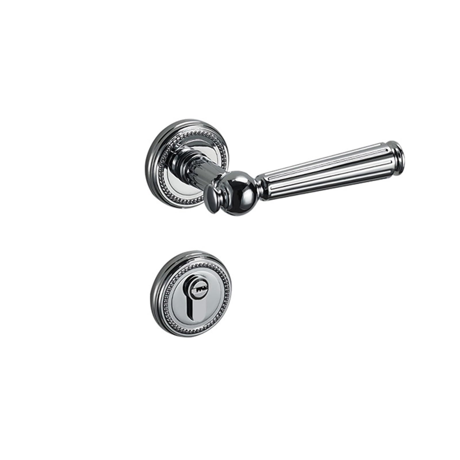 NYRXRYTCA Indoor Door Lock Magnetic Silent zinc Alloy Light Luxury Handle Lock Bedroom Door Handle Split Wooden Door Silver Lock(Bright to 7250 three prong lock body)