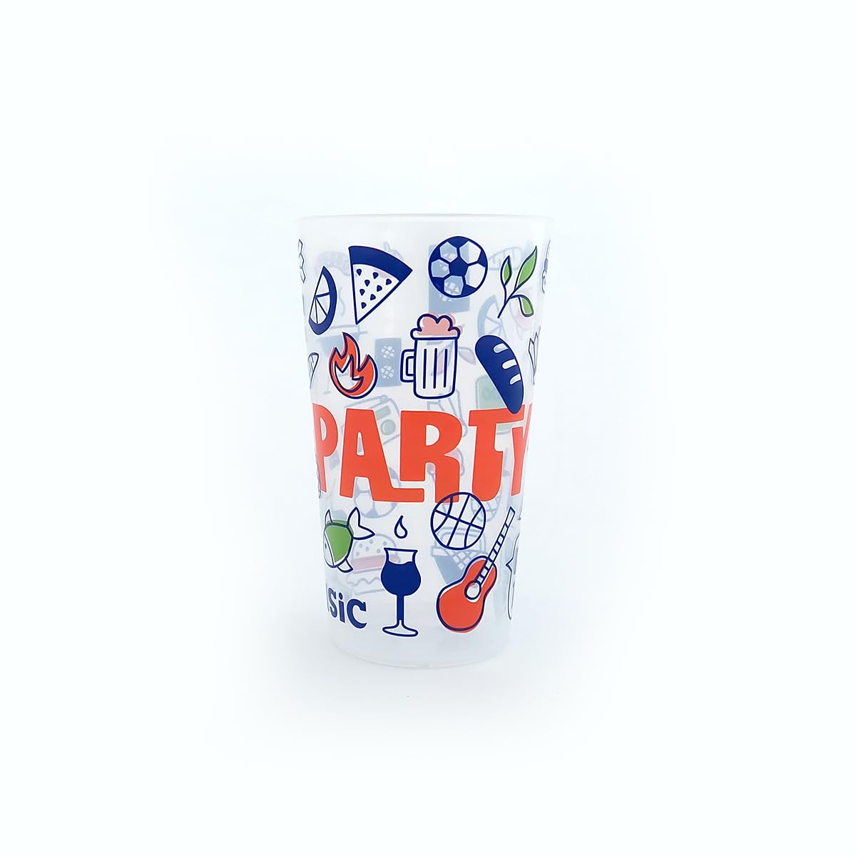 VelaHub, Pack of 20 Plastic Reusable Cups, 300 ml, Shatterproof Drinking Cups for Drinks Parties and Events, with Motif - Party