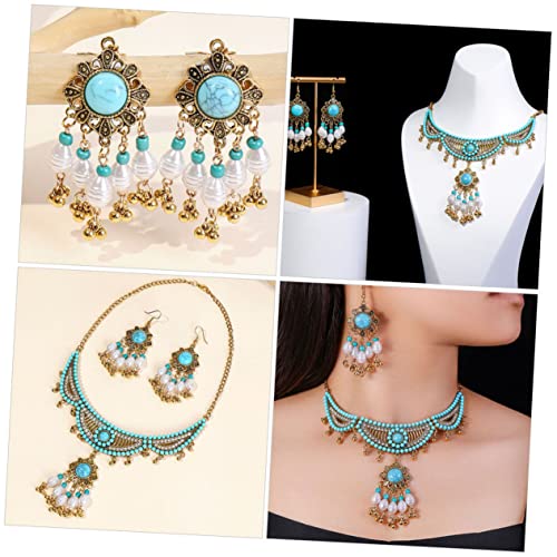 Joyas de moda de perlas collar y pendientes étnicos para mujer 7