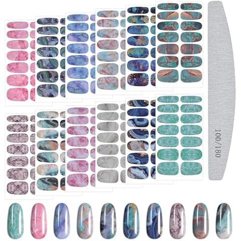 Kalolary Gradient Marble Nail Stickers with File Cover