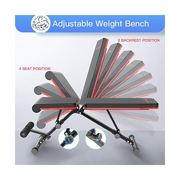 AERLANG-Weight-Bench-Adjustable-Strength-Training-Bench-for-Full-Body-Workout-Fast-FoldingInclineDecline-Utility-Workout-Bench-for-Home-Gym-with-a-Professional-Training-ManualBlack 1 Weight Bench, Adjustable Strength Training Bench for Full Body Workout, Fast Folding/Incline/Decline Utility Workout Bench for Home Gym with a Professional Training Manual