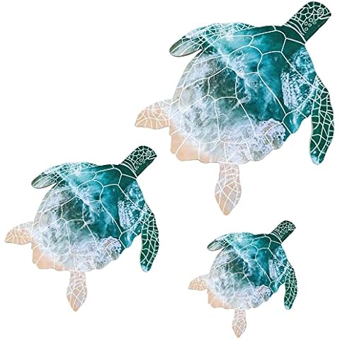 VIVICOMFY 3Pcs Sea Turtle Wall Decor Wood Ocean Sea Turtle Canvas Wall Art Decor-Beach Theme Art Decorations Hanging-Sea Turtle Sea Life Wall Art for Indoor Outdoor Bathroom Home Office Wall Decor Cover