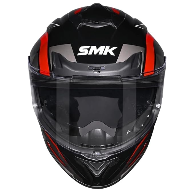 Image of SMK Typhoon AZONIX Full Face Motorcycle Helmet, Dual Visor, Black-White-Red