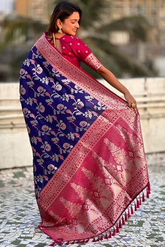 Image of SGF11- Women's Kanjivaram Woven Soft Silk Saree With Blouse Piece