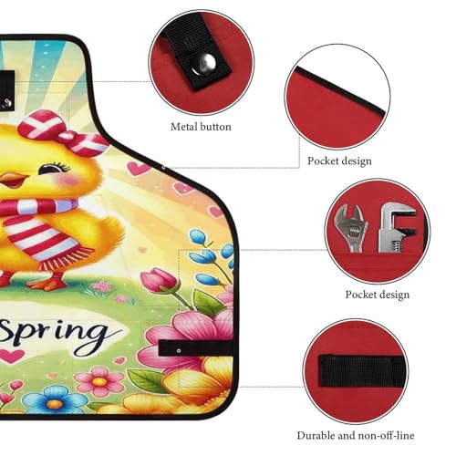 Delantal para taller con diseño Spring Chick y flores miniatura 3