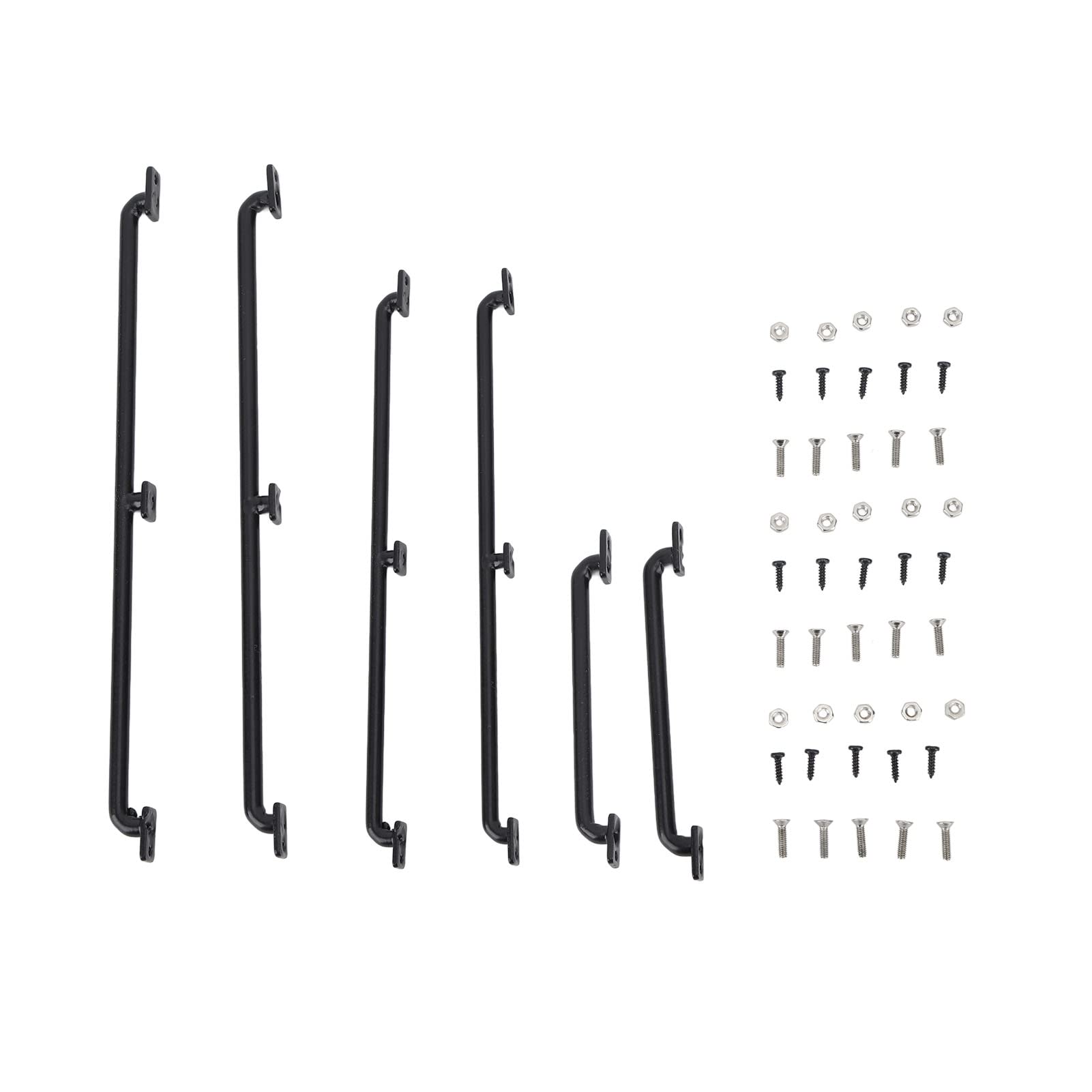 Set 6 Corrimano In Metallo Per Carrozzeria Auto RC | 75/135/150 Mm | Compatibile Traxxas, Axial, Tamiya | Nero - 2