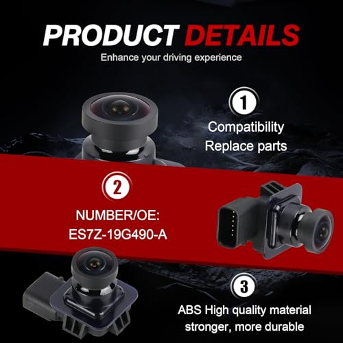 Image of ES7Z-19G490-A Backup Camera Compatible with Ford Fusion 2013 2014 2015 2016 Parking Assist Rear View Camera Replace# DS7T19G490AA