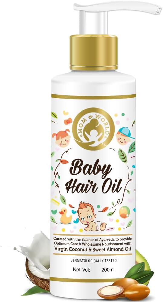 Mom & World Baby Hair Oil With Organic & ColdPressed Natural Oil for Kids 200ml
