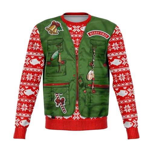 Fishing Vest Print Christmas Sweatshirt