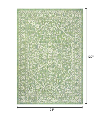 Image of JONATHAN Y Boho Medallion Indoor Outdoor Area Rug 8X10 Cream /Green, Malta Textured Weave for Backyard, Patio, Porch, Easy-Cleaning, High Traffic, Pet-Friendly, Non-Shedding (SMB104F-8)