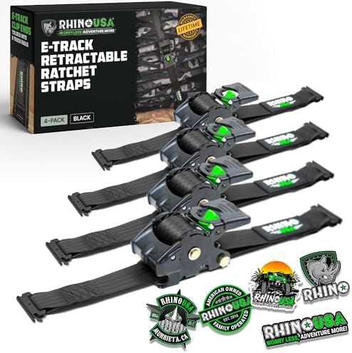 Rhino USA E Track Retractable Ratchet Straps – 3033 Lbs view 8