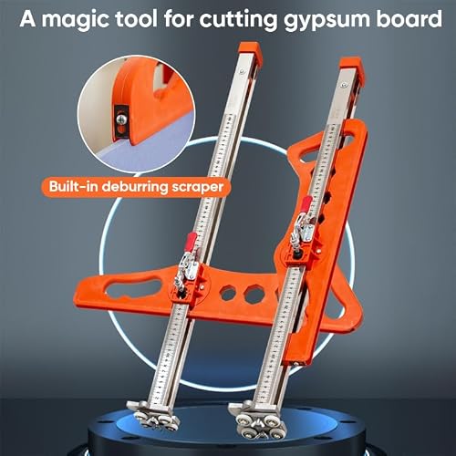 Upgraded Foldable Drywall Cutting Tool|Plasterboard Cutter|Gypsum Board Cutting|Hand Push Drywall Cutout|Safety Plasterboard Cutting Tool for Wall,Build,Decoration (Orange Dual Positioning 19 Wheels) - Image 2