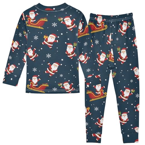 Pajama Sets Long Sleeve Santa Claus Snowflake Soft Comfy Sleepwear 2 Piece PJS 3-8T3