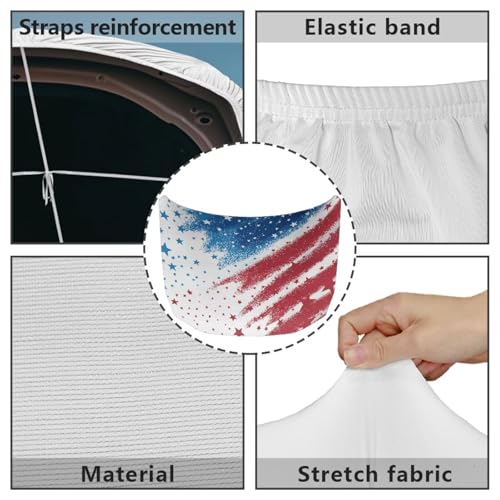 Image of American Flag Print Hood Cover for Compact Car SUV Sedan Truck, Patriotic Decorations, Waterproof Stretchable Car Hood Wrap Blanket, Auto Accessories (59x39 Inch)