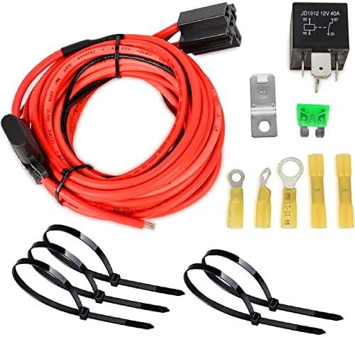 Electric Fuel Pump Relay Kit Fuel Pump Wiring Harness Kit Relay Bypass 40 AMP Heavy Duty Long Wires Fit 12V System