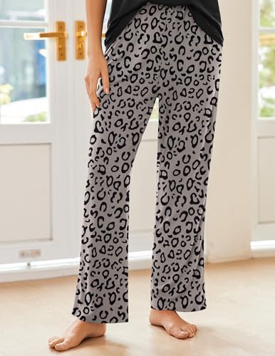 Image of Ekouaer Pajama Sets for Women 2 Piece Short Sleeve Pj V Neck Chest Pocket | Ladies Pajama Sets with Printed Long Pants, Soft Matching Pj Sleepwear, Casual Loose Fall Loungewear, S-XXL