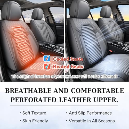Image of Coverado Car Seat Covers Full Set, Leather Seat Covers for Cars, Automotive Seat Cover Car Accessories Universal Fit for Most Cars SUV Trucks(Gray)