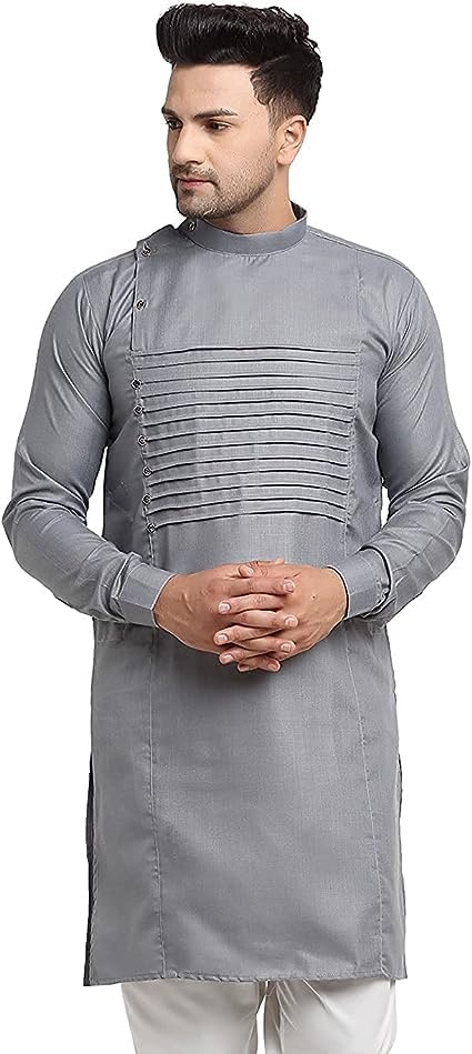 FASHIONZAADI Indian Kurta Men - Indian Clothing Grey Kurta For Men - Traditional Outfit - Ethnic WEAR3