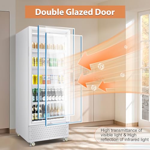 Image of Tylza 14.8CuFt Glass Door Beverage Cooler Quick Chill White | Fast cool, 630-can, self-closing door, auto-defrost, low noise, display for store /office