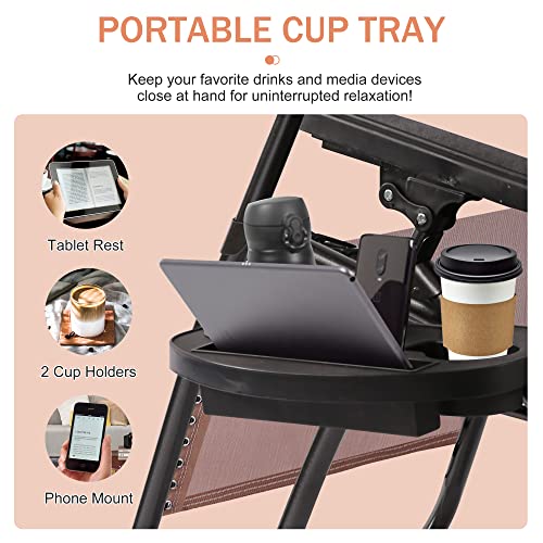 1 Pack Zero Gravity Chair Patio Chairs Lounge Chair Outdoor Adjustable Heavy Duty Folding Recliner Chairs With Pillow And Cup Holder For Camping, Garden, Patio, Lawn, Beach(Brown) #TOP5
