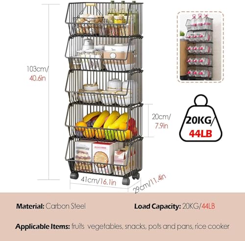 Support de collation sur pied avec roue amovible et paniers en acier ventilés - 3