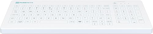 PUREKEYS Teclado médico compacto FA inalámbrico blanco para hospital, dentista, sala limpia, laboratorio e industrial. fácil de desinfectar