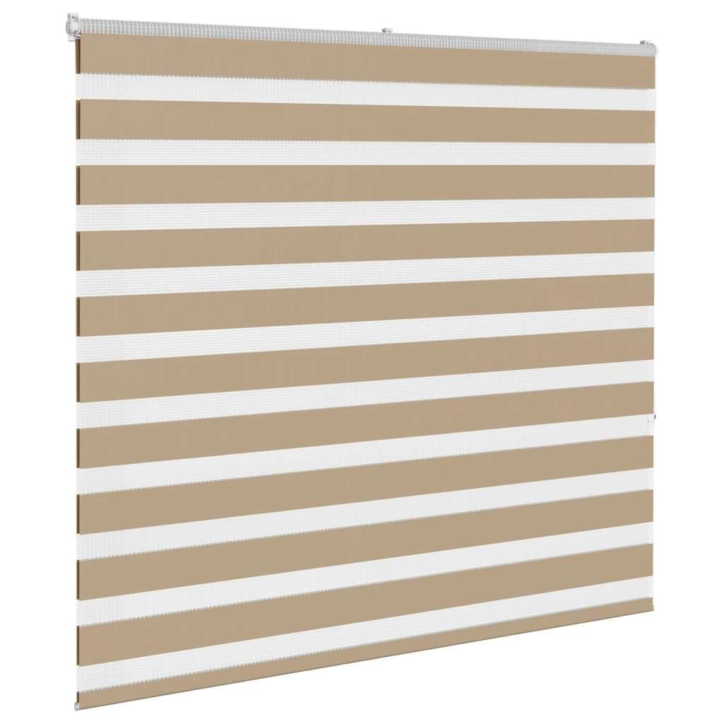 Zebra-Jalousie Polyester Sandbraun 165x150 cm Stoffbreite 160,9 cm mit Kettenzug für stufenlose Lichtsteuerung, Doppelrollo mit Zwei Montagemöglichkeiten und Kindersicherung