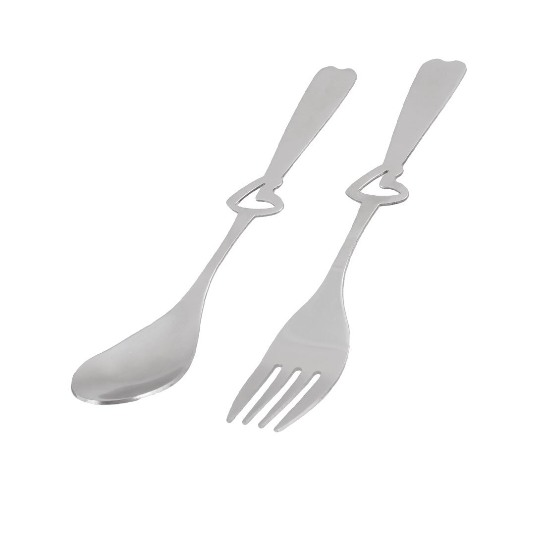 Qtqgoitem Stainless Steel Heart Decor Handle Dinner Scoop Teaspoon w Fork (model: dfd bcf 744 a12 609)