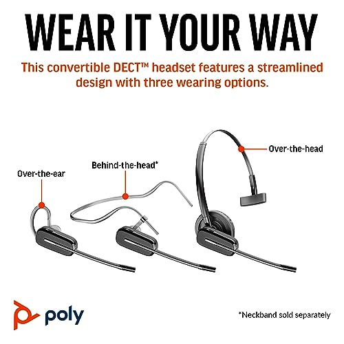 image for Poly CS540 Wireless DECT Headset (Plantronics) – Single Ear (Mono) C