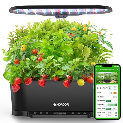 Hydroponics Growing System Kit APP Controlled, 15 Pods Indoor Herb