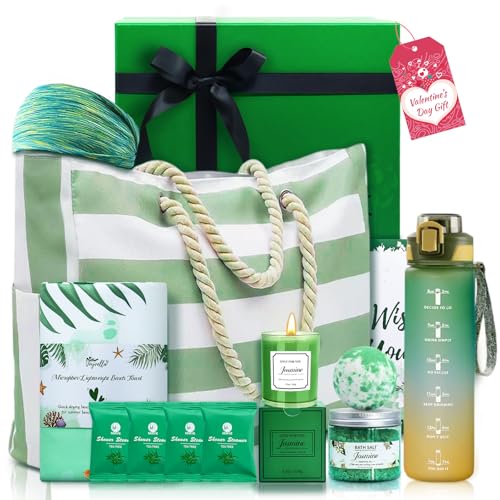 Self Care Gifts for Women - Inspirational Sport Gifts Set for Women with Large Canvas Bag, Water Bottle & Relaxation Spa Gift Baskets, Christmas Holiday Gift for Her Wife Mom Sister, Bestie