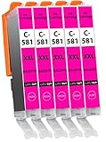 Ersatz für Patrone CLI 581 Magenta inkl. aktuellem Chip und Füllstandsanzeige