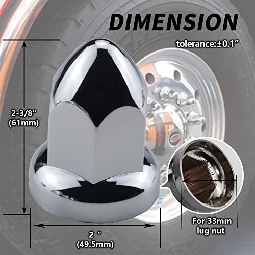 Image of iBroPrat 33mm Chrome Lug Nut Covers Push On ABS Plastic Bullet Flanged 20PC