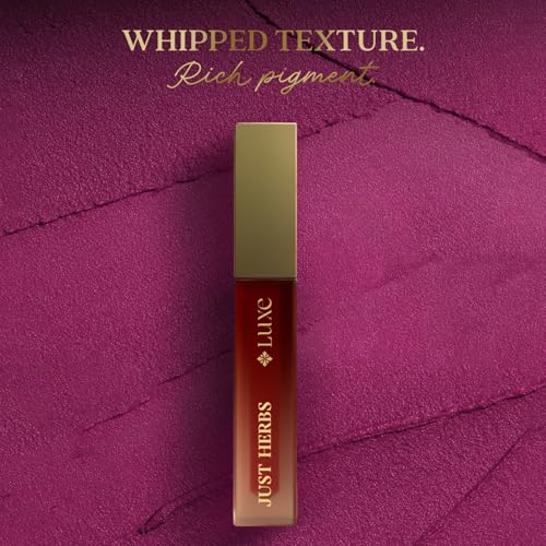 Image of Just Herbs Luxe Dream Muse Mousse Liquid Lipstick | Luxury Makeup | Velvet Matte | Long Lasting & Transferproof Formula | Ayurvedic Lipstick - 3.5 ml (02 MAGENTA WHIRL)