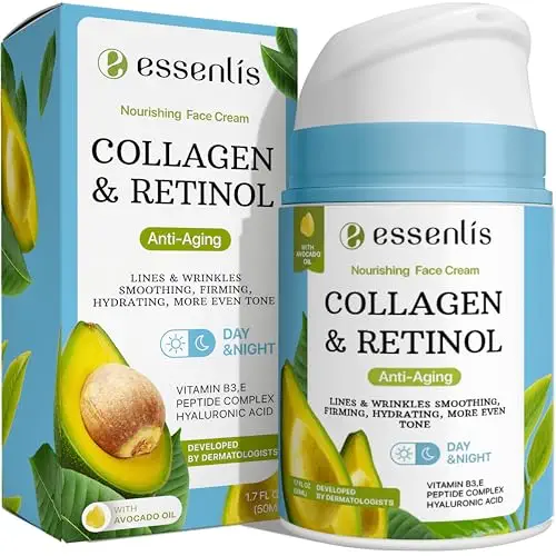 Collagen &amp; Retinol Cream for Face, Skin Tightening Face Moisturizer with Hyaluronic Acid, Vitamin E, B3, &amp; Peptides, Day &amp; Night Cream Anti Aging Complex for Wrinkles &amp; Fine Lines, 1.7 fl oz, 50 ml