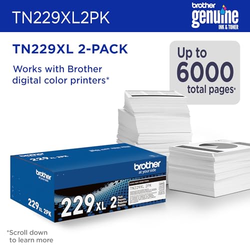 Image of Brother Genuine TN229XL2PK Black High Yield Printer Toner Cartridge 2-Count - Print up to 3,000 Pages Each(1), High Yield (Pack of 2)